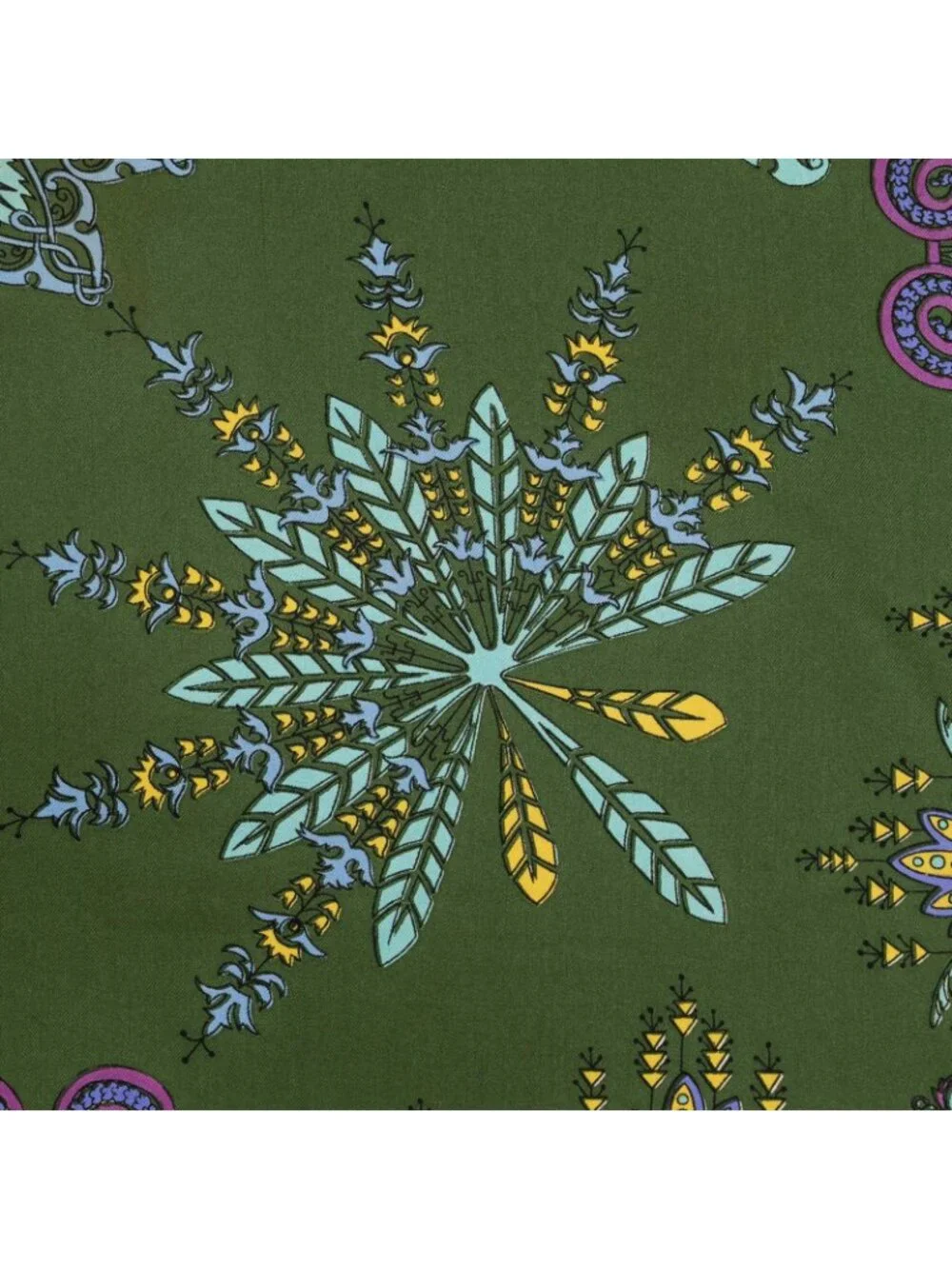 Hermes Scarf Green Blue Lilac 100% Twill Silk